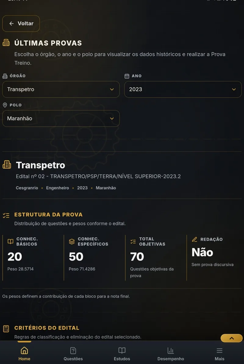 Estrutura do edital